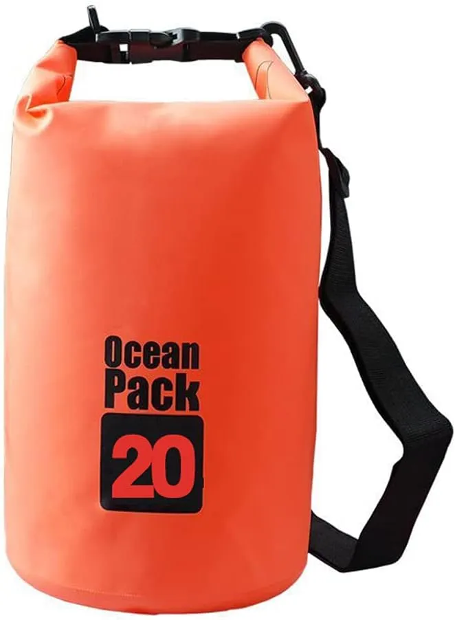 Outdoor Dry Sack/Floating Waterproof Bag 2L/3L/5L/10L/15L/20L/30L for Boating, Kayaking, Hiking, Snowboarding, Camping, Rafting, Fishing and Backpacking (Orange, 20L)