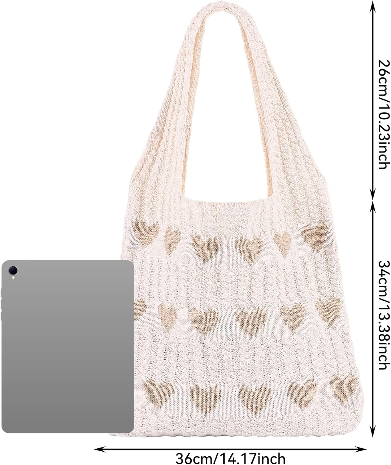Ovida Crochet Tote Bag Mesh Beach Bag Fairycore Hobo Fairy Grunge Aesthetic Shoulder Bag Y2k Purse for Women Girls