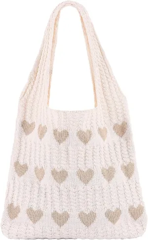 Ovida Crochet Tote Bag Mesh Beach Bag Fairycore Hobo Fairy Grunge Aesthetic Shoulder Bag Y2k Purse for Women Girls