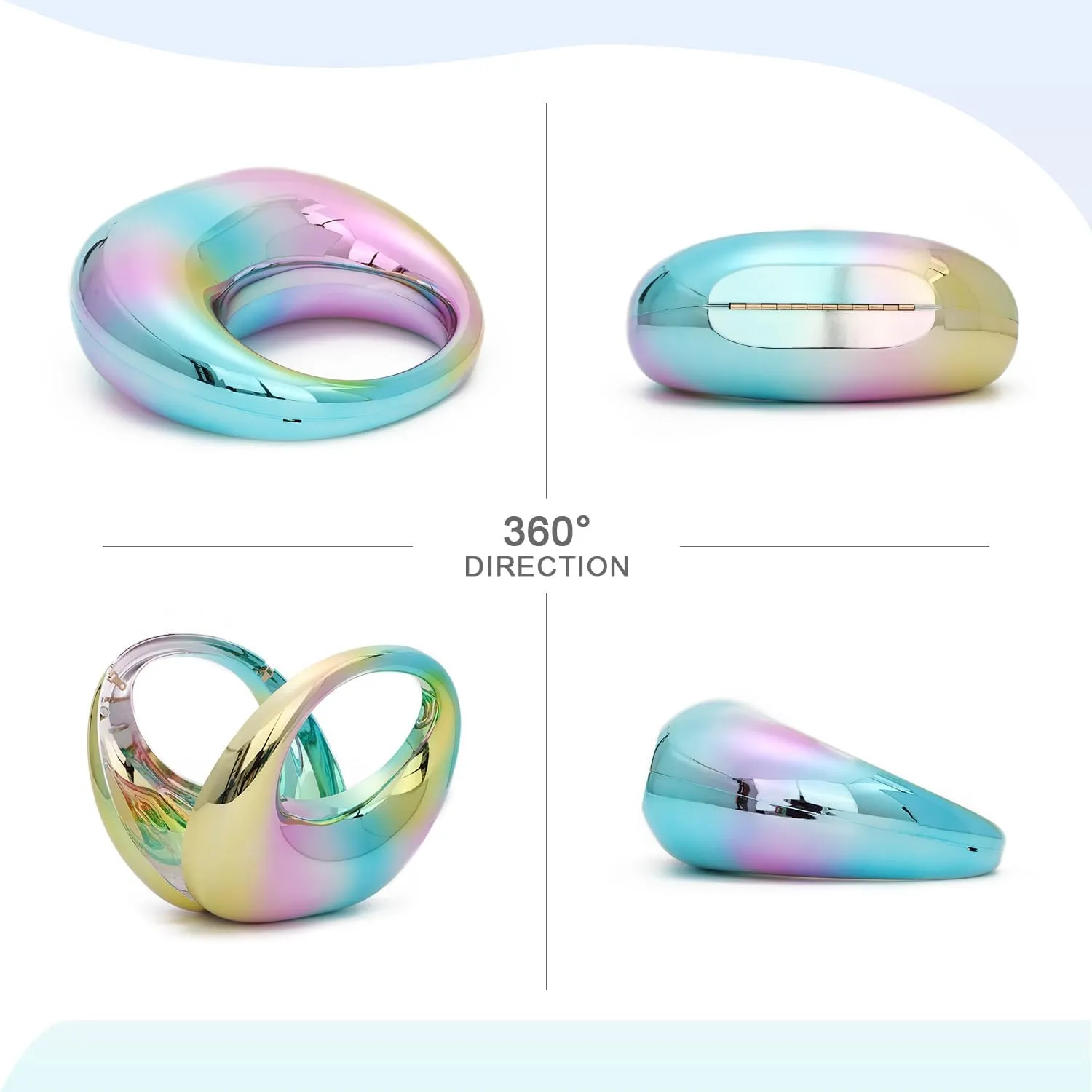 Oweisong Gold Acrylic Clutch Purse for Women Moon Hape Top Handle Handbag Colorful Clear Shoulder Evening Bag with Chain