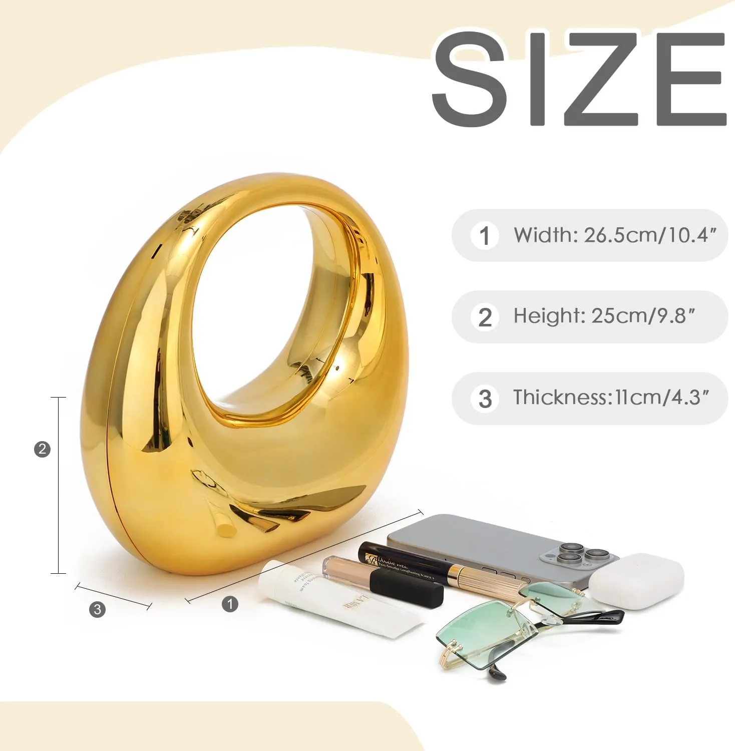 Oweisong Gold Acrylic Clutch Purse for Women Moon Hape Top Handle Handbag Colorful Clear Shoulder Evening Bag with Chain