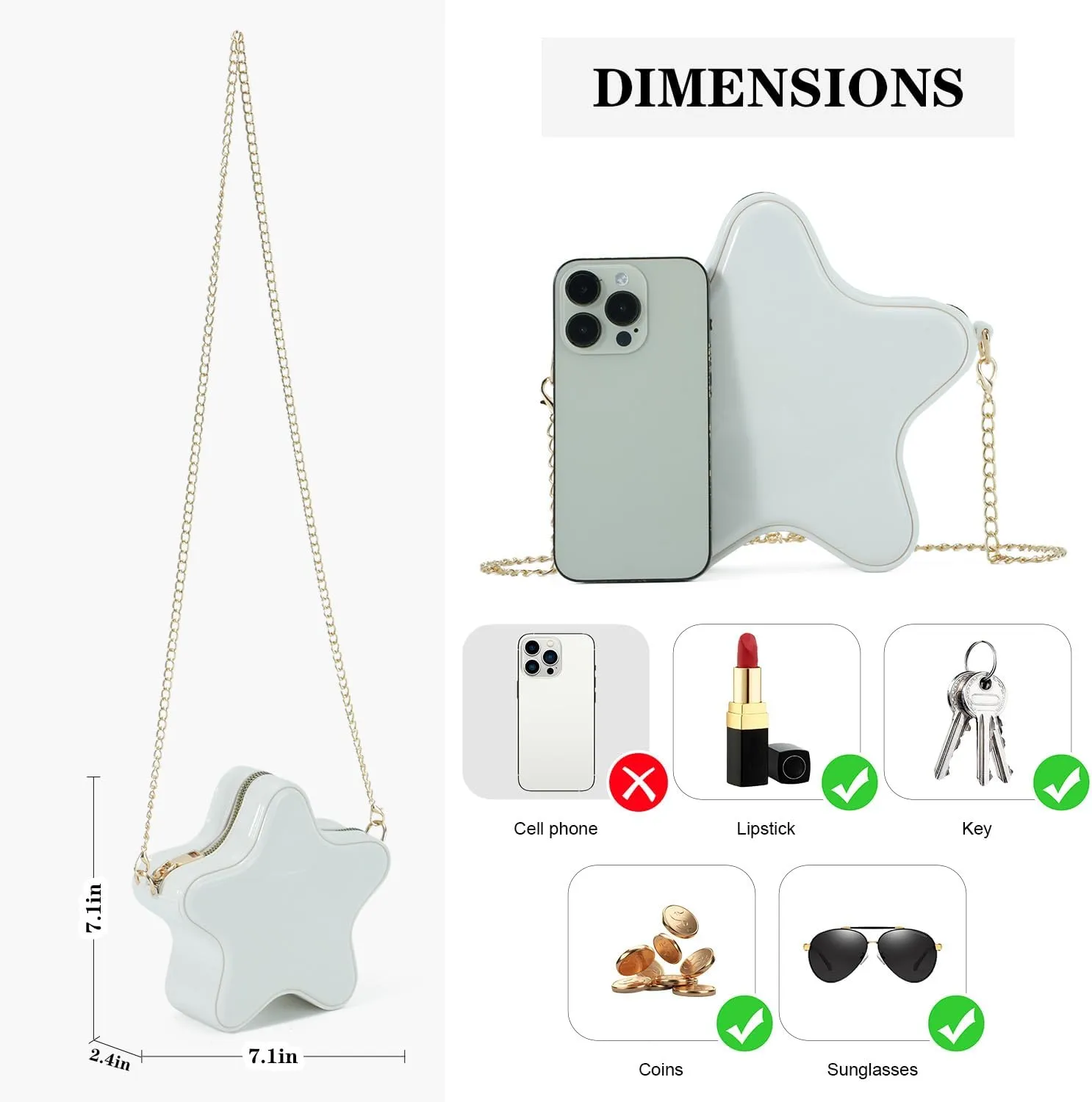 Oweisong Mini Star Fun Purses for Women Unique Novelty Crossbody Shoulder Bag Cute Leather Handbag Messenger Bag Chic Wallet