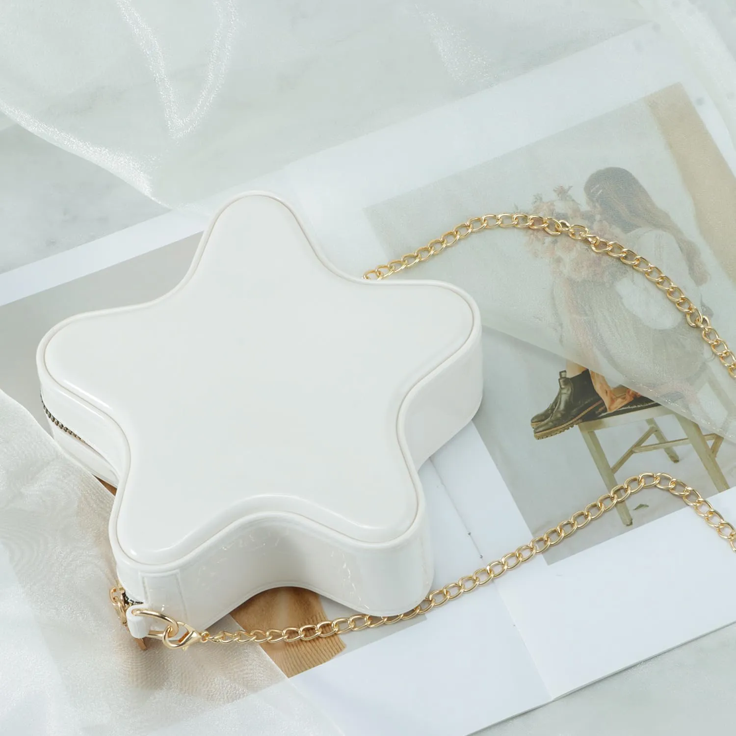 Oweisong Mini Star Fun Purses for Women Unique Novelty Crossbody Shoulder Bag Cute Leather Handbag Messenger Bag Chic Wallet