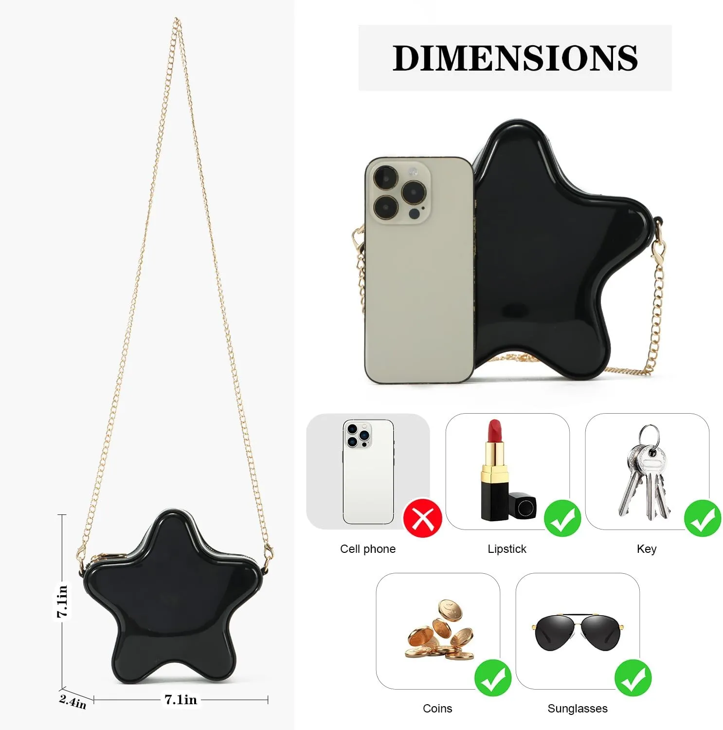 Oweisong Mini Star Fun Purses for Women Unique Novelty Crossbody Shoulder Bag Cute Leather Handbag Messenger Bag Chic Wallet