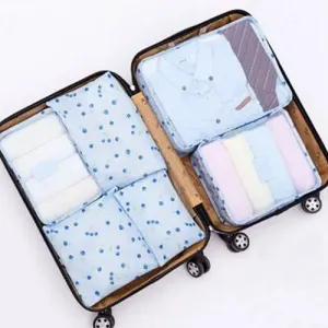 Packing Cubes - 6Pcs Travel Luggage Organizer Bags for Backpack Suitcases (Blue Cherry)