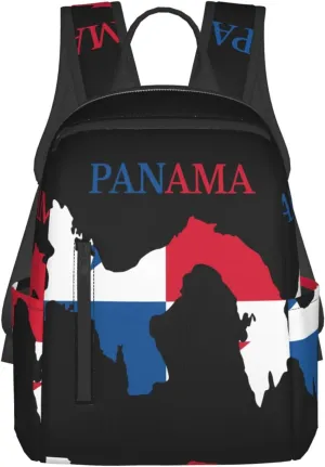 Panama Flag Map Travel Backpacks Casual Laptop Backpack Sport Rucksack Large Capacity Daypack Multi-Pockets Adjustable Strap Bag for Working Hiking