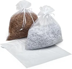 Paper Mart Organza Bags, Extra Large 20 x 21 Inches, White Mesh Gift Bags with Drawstring, Pack of 10