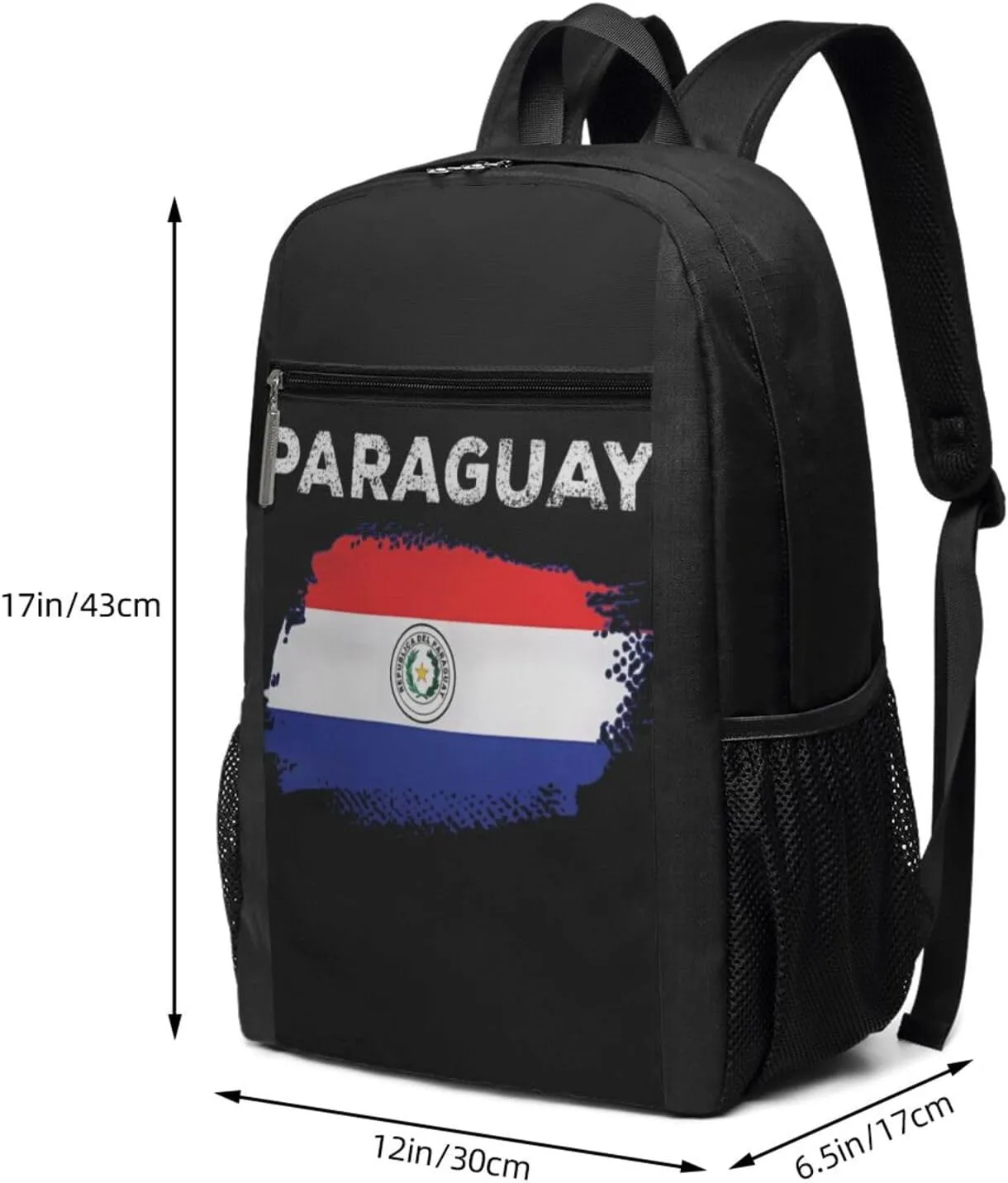 Paraguay Flag Proud Paraguayan Roots Casual Backpacks Sports Backpack Large Capacity Travel Rucksack Laptop Daypack with Multi-Pockets Adjustable Strap Work Bag for Hiking