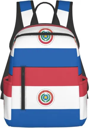 Paraguay Paraguayan Flag Travel Backpacks Casual Laptop Backpack Sport Rucksack Large Capacity Daypack Multi-Pockets Adjustable Strap Bag for Working Hiking