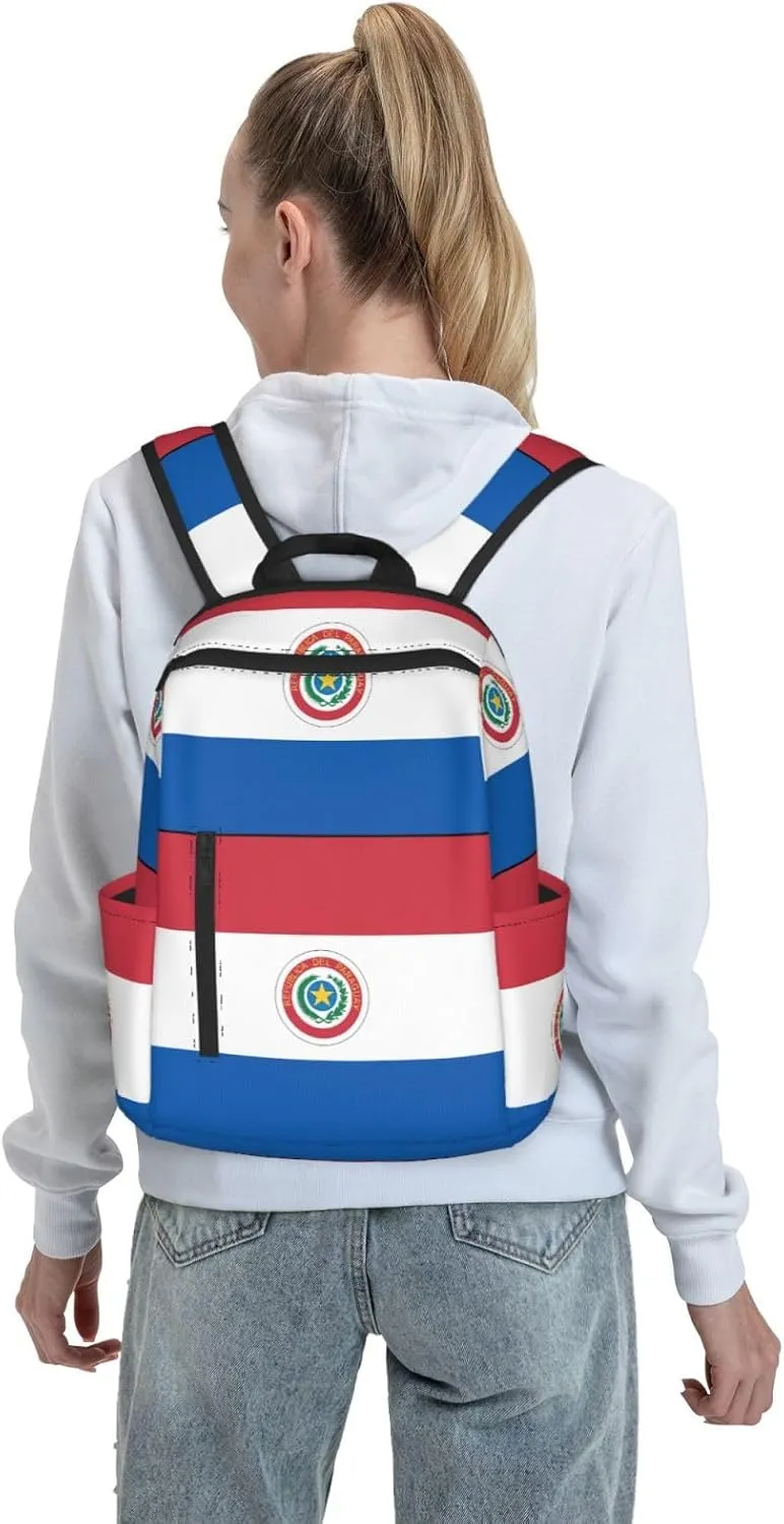 Paraguay Paraguayan Flag Travel Backpacks Casual Laptop Backpack Sport Rucksack Large Capacity Daypack Multi-Pockets Adjustable Strap Bag for Working Hiking