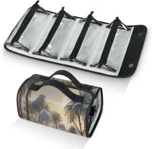 Pardick Wild Zebra Travel Toiletry Bag Clear Cosmetic Bag Organizer Waterproof Foldable Makeup Bags with 4 PVC Pouches Travel Organizer Bags for Luggage Business Trip