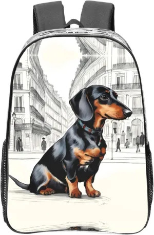 Parisian Dachshund Print Large Clear PVC Backpack Men Women Suitable Bag Stadium Event Outdoor Sport Travel