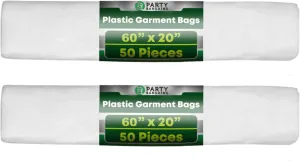 PARTY BARGAINS Disposable Garment Bag, 100 Pack, 60 x 20 IN, Polyethylene, Zipper Closure