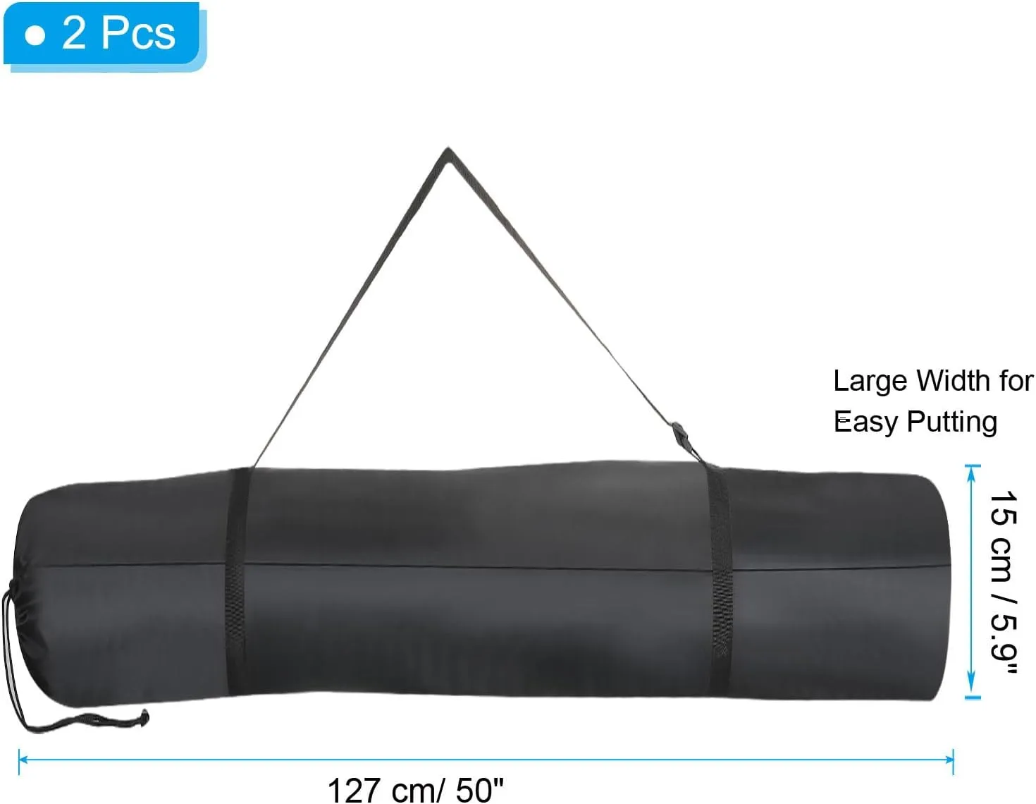 PATIKIL 51 Inch Tripod Monopod Case Bag, 2 Pack Nylon Camping Foldable Tripod Carry Case Storage Bag with Shoulder Strap for Outdoor Travel, Black