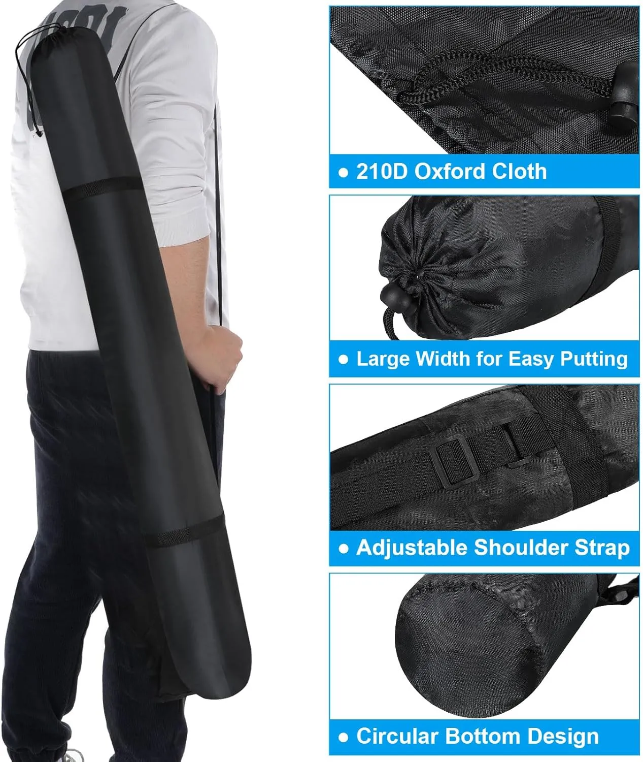 PATIKIL 51 Inch Tripod Monopod Case Bag, 2 Pack Nylon Camping Foldable Tripod Carry Case Storage Bag with Shoulder Strap for Outdoor Travel, Black