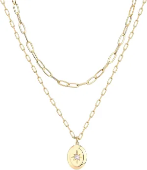 PAVOI 14K Gold Plated Layering Necklaces | Stylish Minimalist Design Pendant Necklaces | Bar, Circle, Lotus, Disc, Dog Tag, Horizontal Bar Pendants for Women