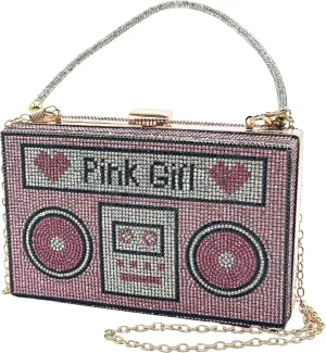 pearl&she Diamond Women Evening Handbags Purse Minaudiere Clutch Bag,Stack of Cash Dollars Crystal Clutch Purses