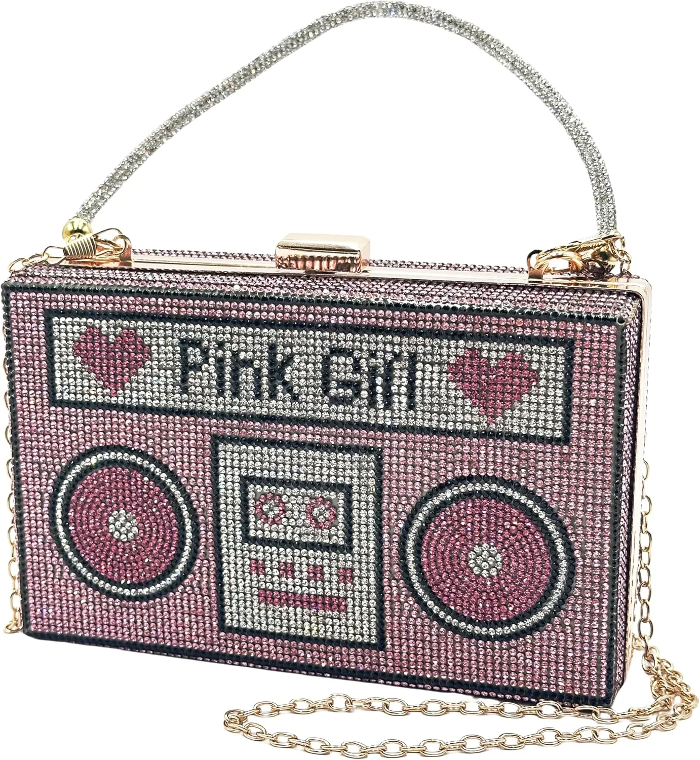 pearl&she Diamond Women Evening Handbags Purse Minaudiere Clutch Bag,Stack of Cash Dollars Crystal Clutch Purses