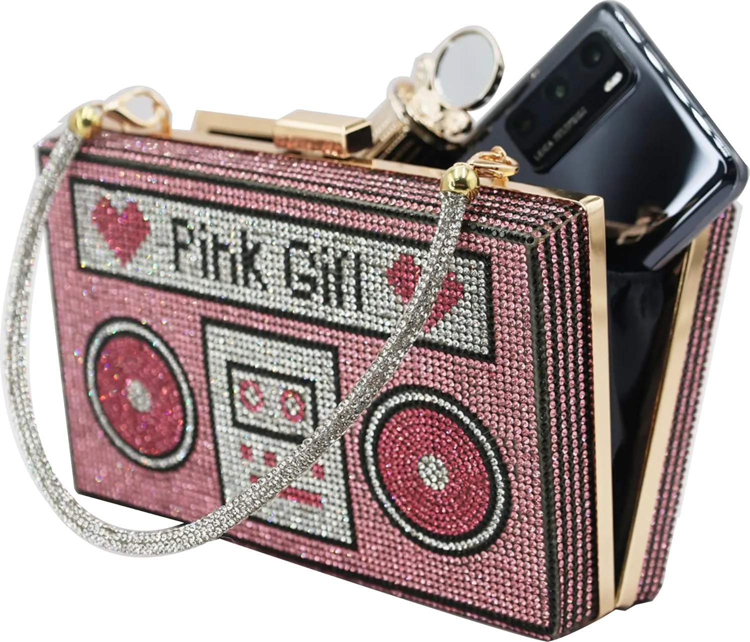 pearl&she Diamond Women Evening Handbags Purse Minaudiere Clutch Bag,Stack of Cash Dollars Crystal Clutch Purses