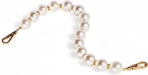Pearls Beads Handle Bracelet Short Handbag Wallet Clutch Purses For Women Chain Replacement Straps With Lady Buckle Bag Accessories (Off White With Gold Clasp)