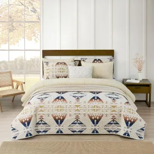 PENDLETON Diamond Peak King Coverlet Set, Modern Geomeric Farmhouse Home Décor, Soft Cotton Machine Washable Bedding Comforter Set, Rustic Home Décor, King, Ivory