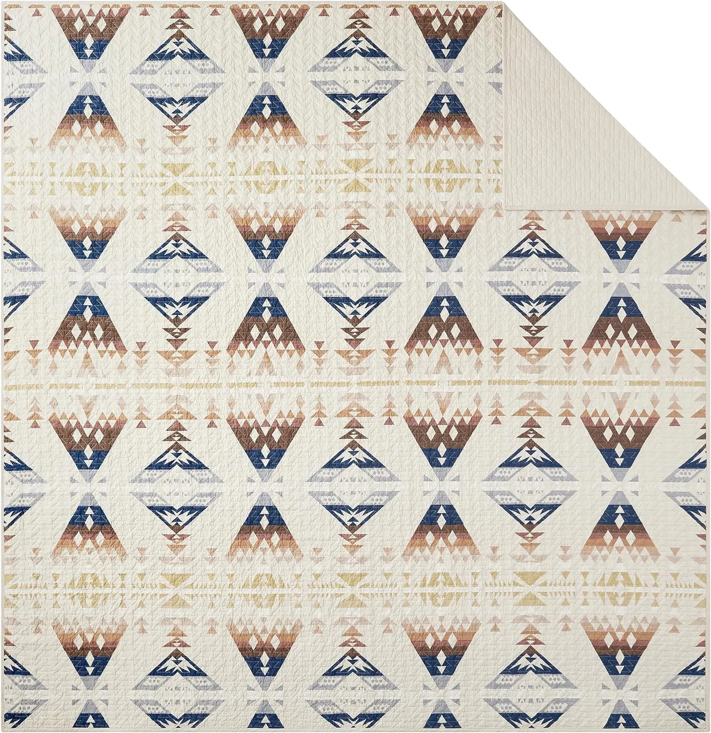 PENDLETON Diamond Peak King Coverlet Set, Modern Geomeric Farmhouse Home Décor, Soft Cotton Machine Washable Bedding Comforter Set, Rustic Home Décor, King, Ivory