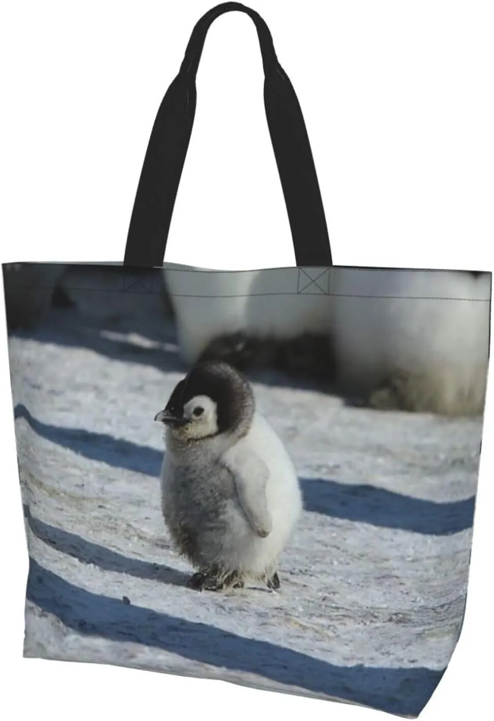 Penguin Canvas Tote Bag Cute Shoulder Bag Handbag Casual Animal Grocery Bags Penguin Bag for Outdoors