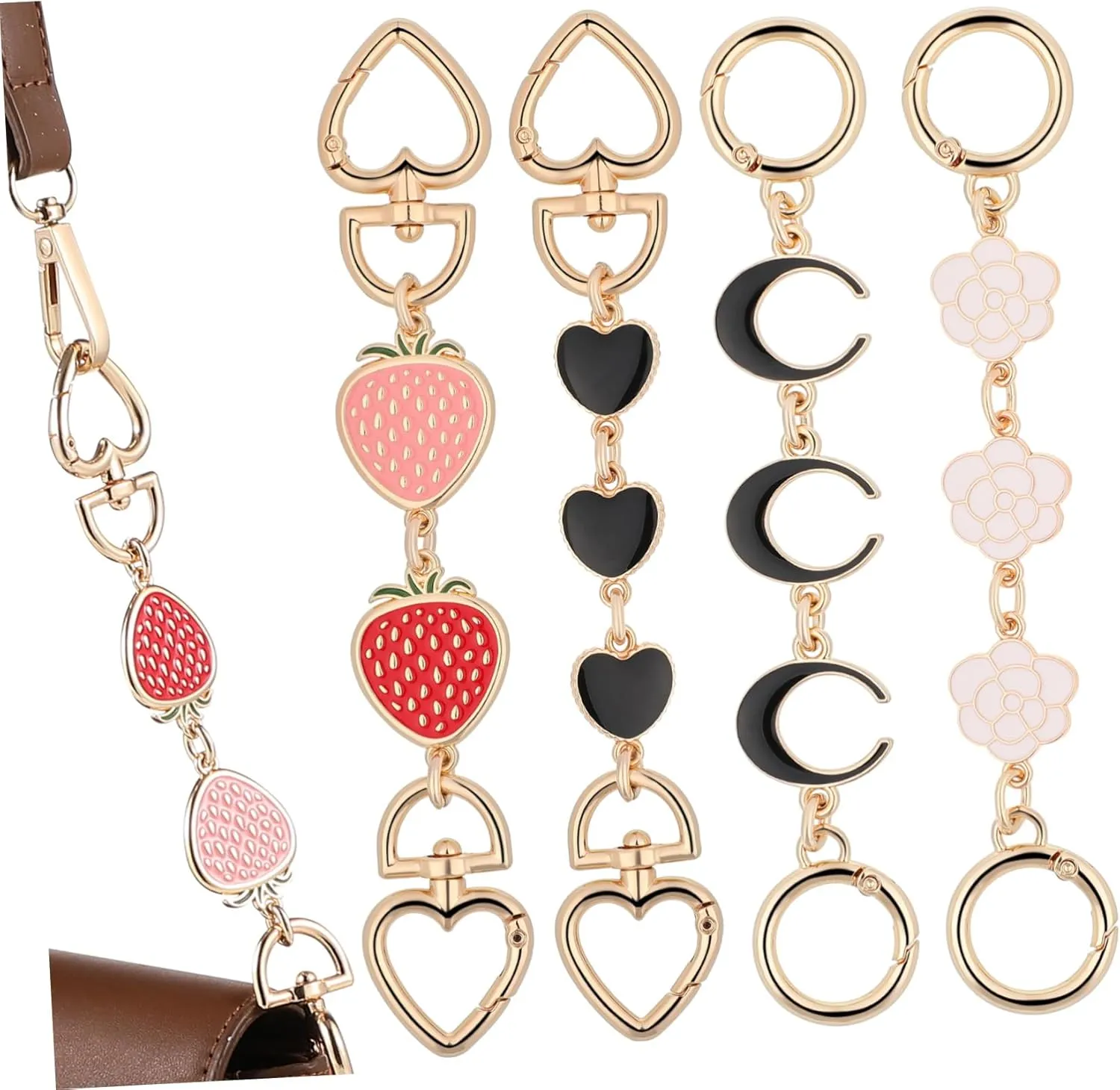 PERSELOSO 4Pcs Purse Chain Extender Stylish Bag Chains with Easy Attachment for Handbags Shoulder Bags Crossbody Bags Durable Construction for Enhanced Comfort