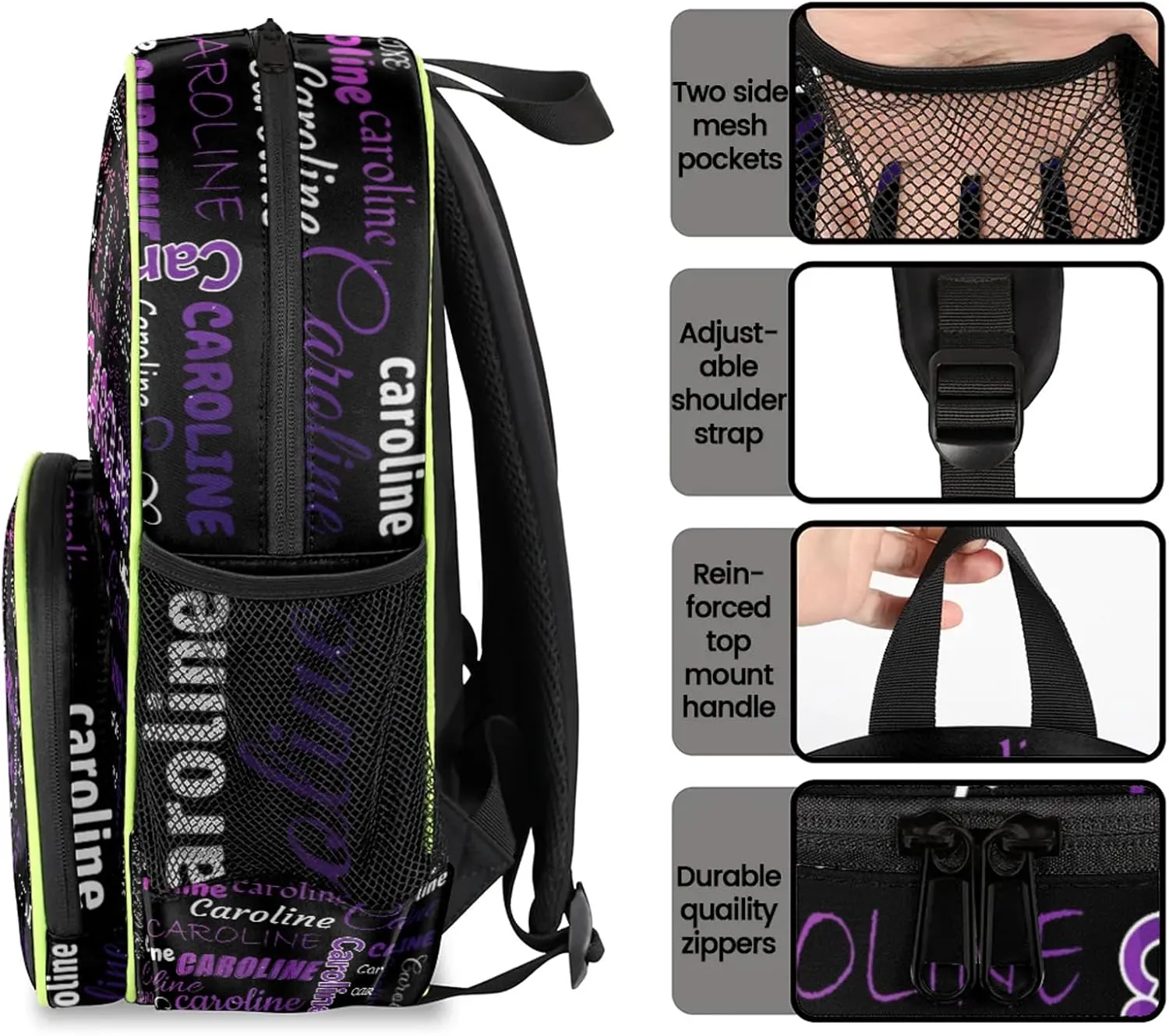 Personalized Backpack Bag with Name Lightweight Custom Shoulder Bags Waterproof Casual Backpacks Travel Laptop Bag for Travel Work Picnic 14.2in, Colorful Waves