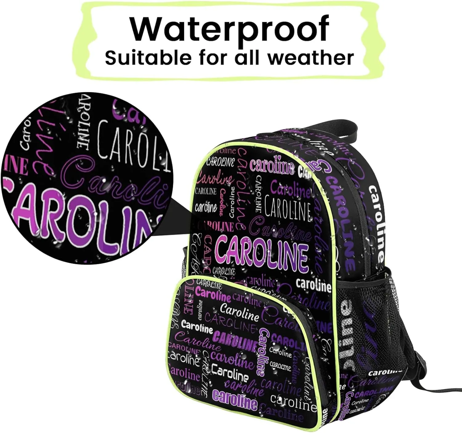 Personalized Backpack Bag with Name Lightweight Custom Shoulder Bags Waterproof Casual Backpacks Travel Laptop Bag for Travel Work Picnic 14.2in, Colorful Waves
