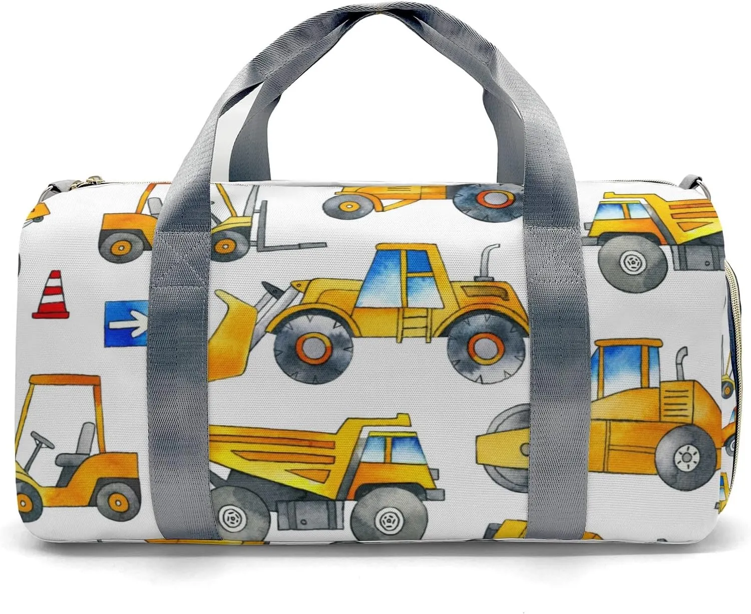 Personalized Construction Cars Duffel Bag,Customized Sport Player Travel Bag for Gifts