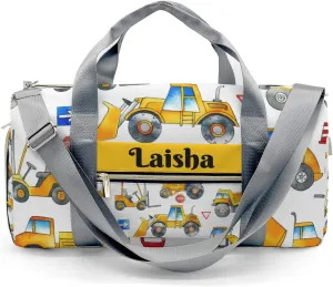 Personalized Construction Cars Duffel Bag,Customized Sport Player Travel Bag for Gifts