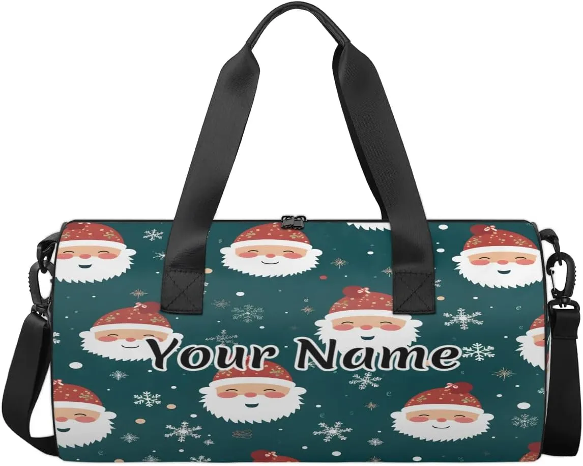 Personalized Duffel Bag for Women, Custom Christmas Gym Bag for Sports, Waterproof Dance Bag with Name, Lightweight Carryon Gym Bag, Christmas Santa Claus