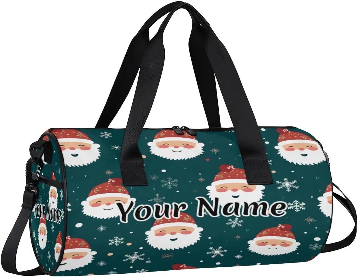 Personalized Duffel Bag for Women, Custom Christmas Gym Bag for Sports, Waterproof Dance Bag with Name, Lightweight Carryon Gym Bag, Christmas Santa Claus