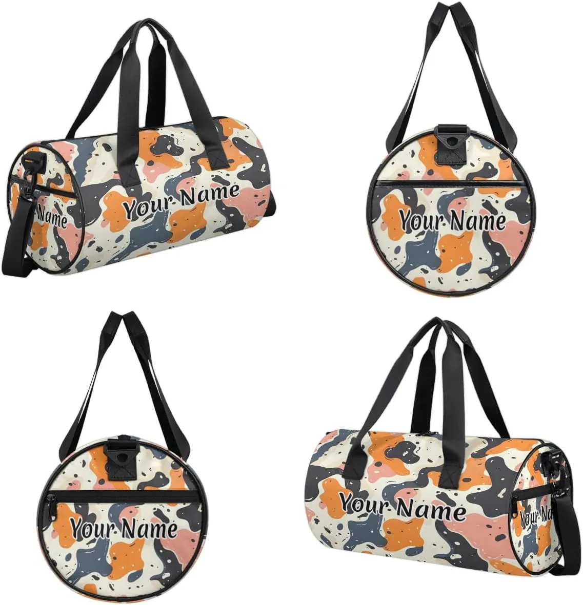 Personalized Duffel Bag for Women, Custom Cow Print Gym Bag for Sports, Waterproof Dance Bag with Name, Lightweight Carryon Gym Bag, Animal Skin Cowhide Pattern