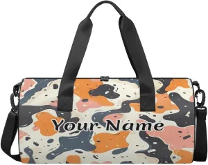 Personalized Duffel Bag for Women, Custom Cow Print Gym Bag for Sports, Waterproof Dance Bag with Name, Lightweight Carryon Gym Bag, Animal Skin Cowhide Pattern