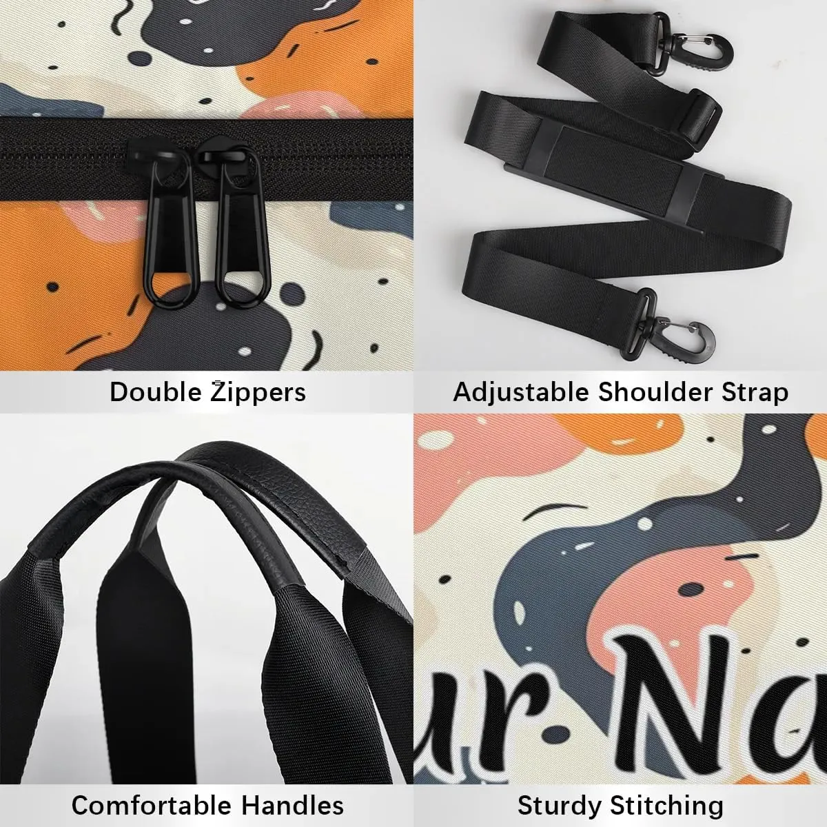 Personalized Duffel Bag for Women, Custom Cow Print Gym Bag for Sports, Waterproof Dance Bag with Name, Lightweight Carryon Gym Bag, Animal Skin Cowhide Pattern