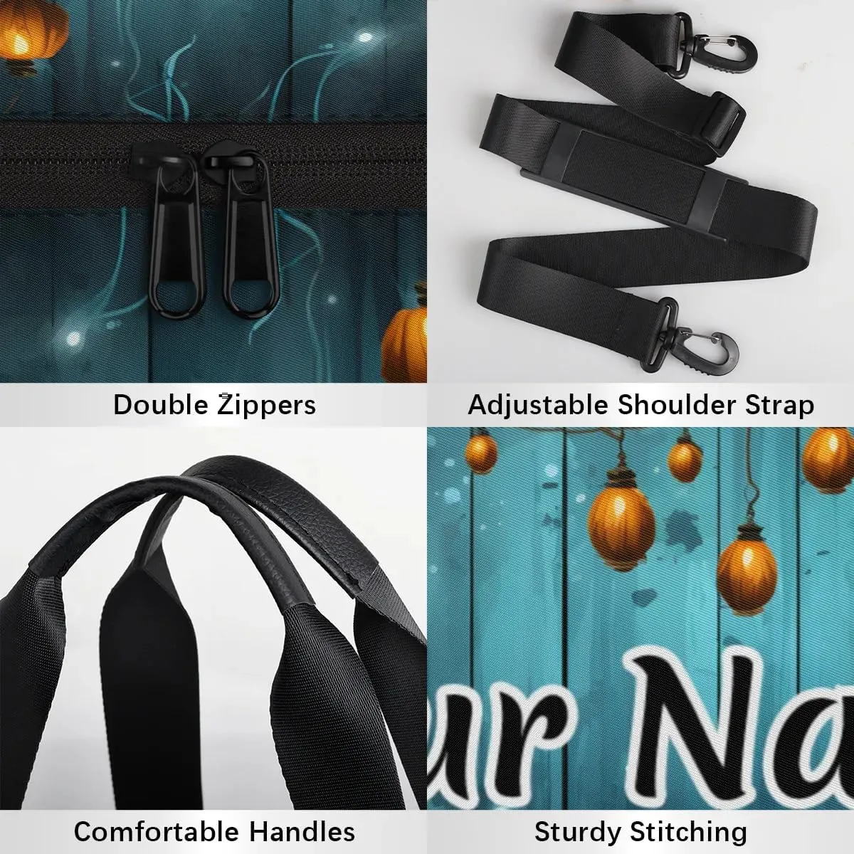 Personalized Duffel Bag for Women, Custom Halloween Pumpkin Gym Bag for Sports, Waterproof Dance Bag with Name, Lightweight Carryon Gym Bag, Evil Pumpkin