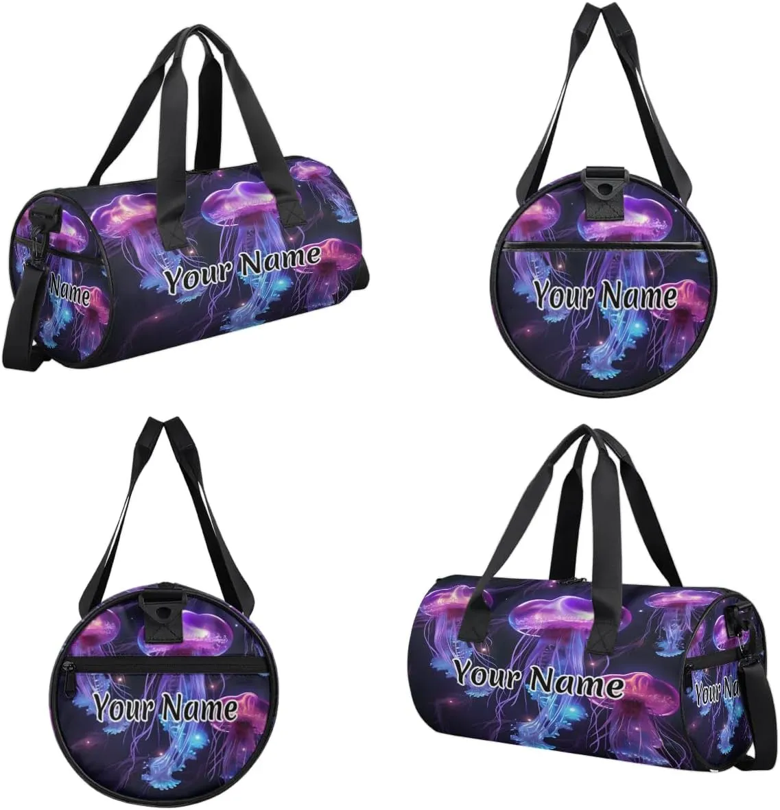 Personalized Duffel Bag for Women, Custom Ocean Jellyfish Gym Bag for Sports, Waterproof Dance Bag with Name, Lightweight Carryon Gym Bag, Cute Jellyfish