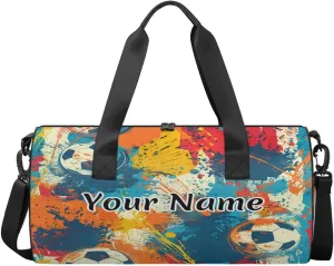 Personalized Duffel Bag for Women, Custom Sports Soccer Gym Bag for Sports, Waterproof Dance Bag with Name, Lightweight Carryon Gym Bag, Watercolor Tie-dye Graffiti