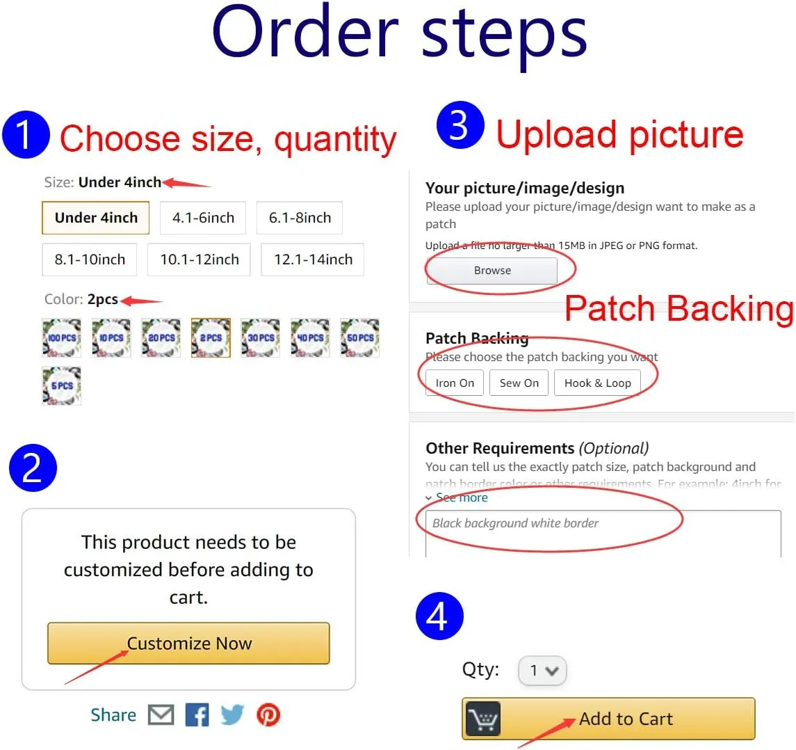 Personalized Embroidery Patches Custom Decorative Patches for Caps Hats Bags Backpacks Clothes Vest Military Uniforms Tactical Gears Iron on Sew on Hook & Loop Fasten