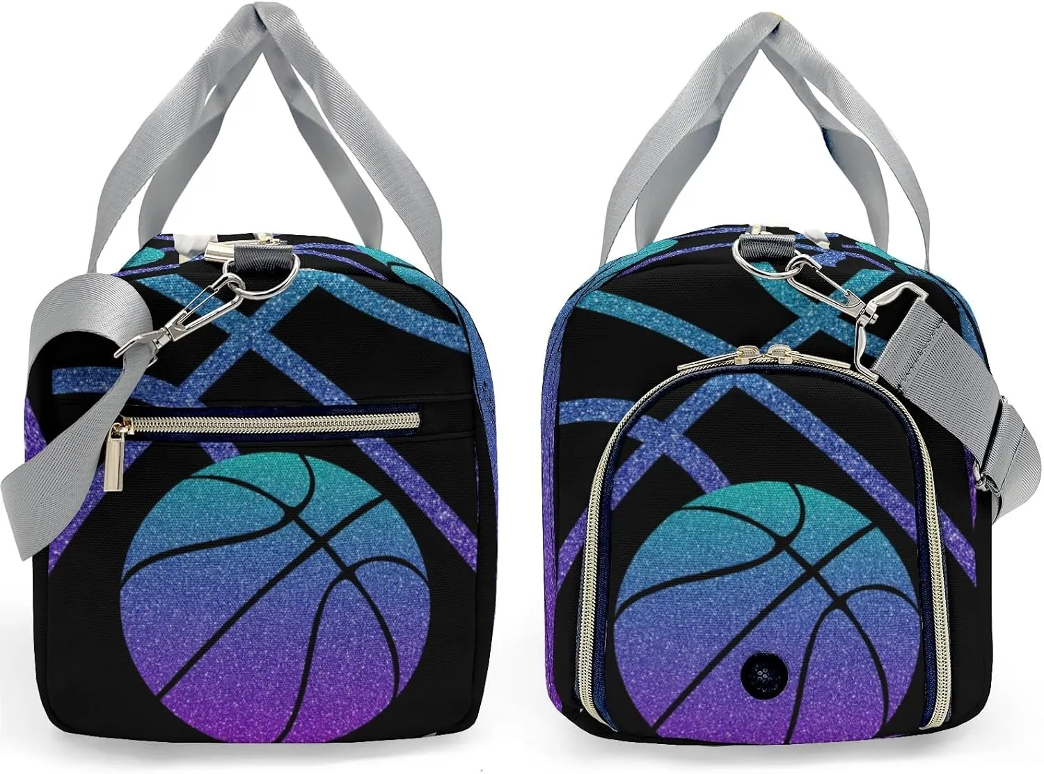 Personalized Gym Bag,Custom Name Basketball Ombre Sport Duffel Bag Weekender Carry On Travel Duffel Bag