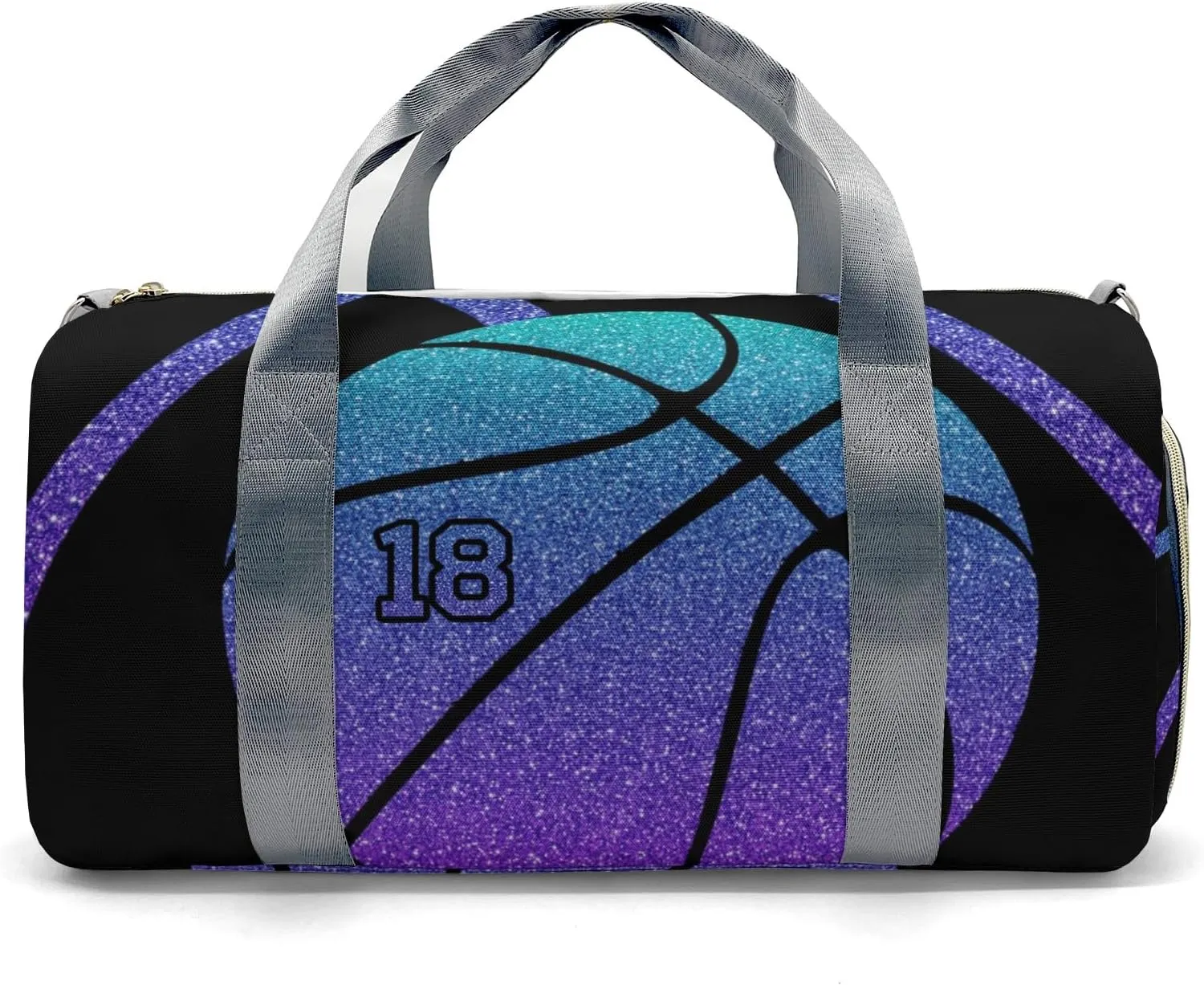 Personalized Gym Bag,Custom Name Basketball Ombre Sport Duffel Bag Weekender Carry On Travel Duffel Bag