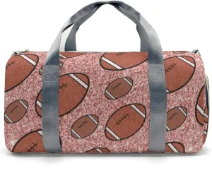 Personalized Gym Bag,Custom Name Football Gliiter Print Pink Rose Sport Duffel Bag Weekender Carry On Travel Duffel Bag