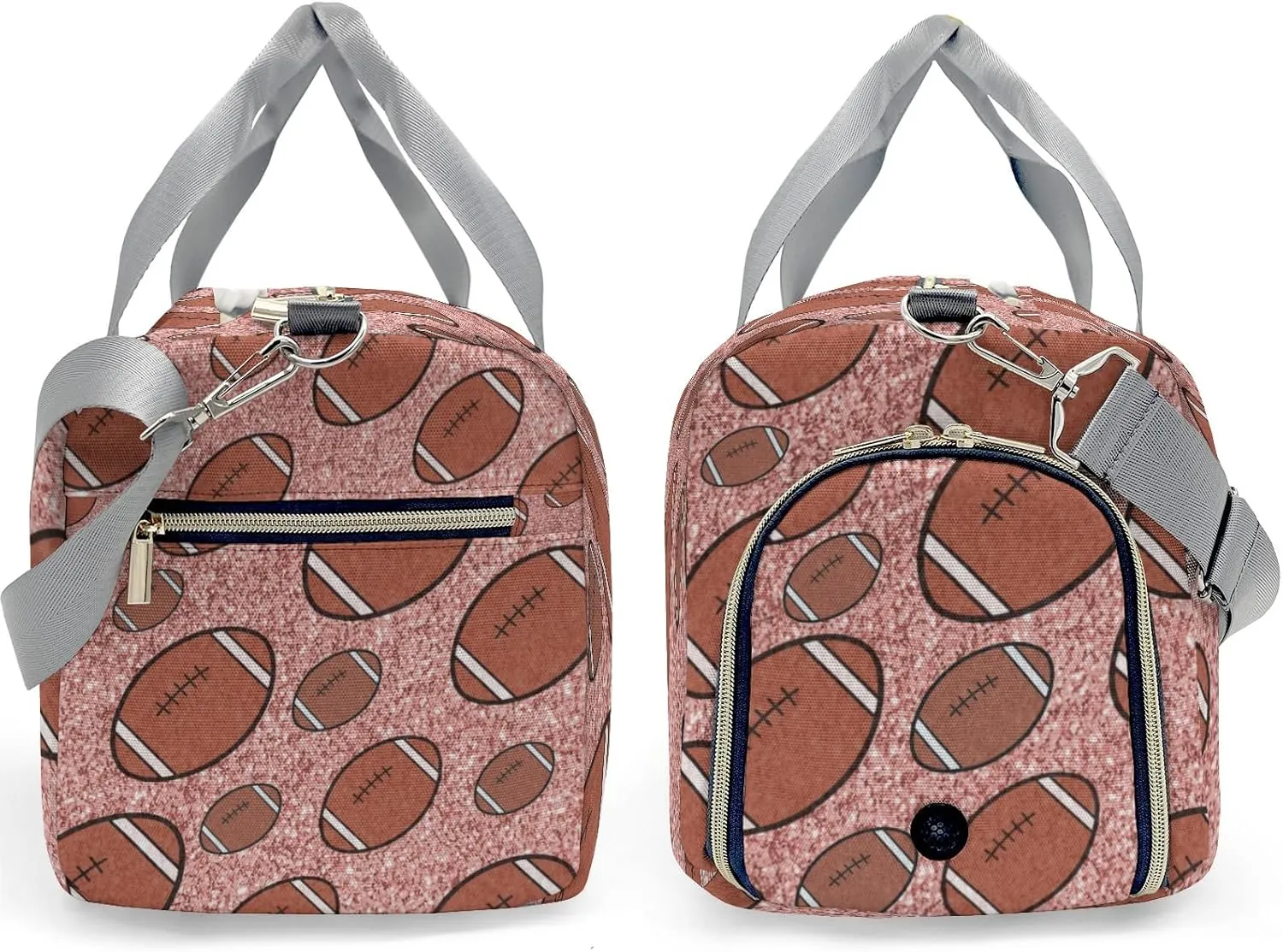 Personalized Gym Bag,Custom Name Football Gliiter Print Pink Rose Sport Duffel Bag Weekender Carry On Travel Duffel Bag