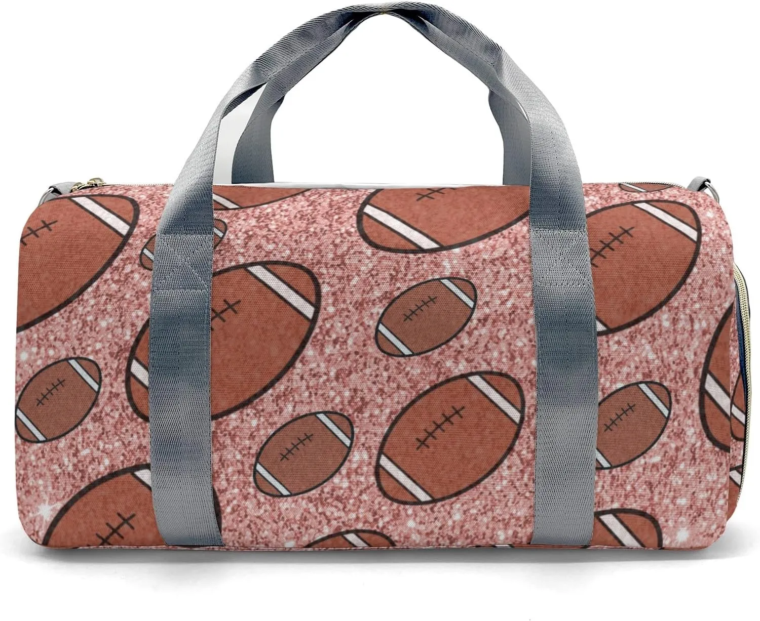 Personalized Gym Bag,Custom Name Football Gliiter Print Pink Rose Sport Duffel Bag Weekender Carry On Travel Duffel Bag