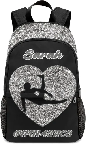 Personalized Gymnastics Man Grey Bling Print Shoulder Bag Backpack Daypack Multifunction Leisure Schoolbag Outdoor Casual Bag with Name Custom
