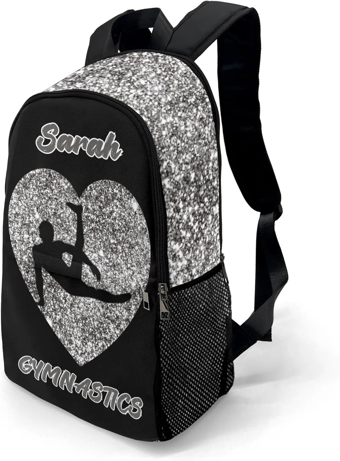 Personalized Gymnastics Man Grey Bling Print Shoulder Bag Backpack Daypack Multifunction Leisure Schoolbag Outdoor Casual Bag with Name Custom