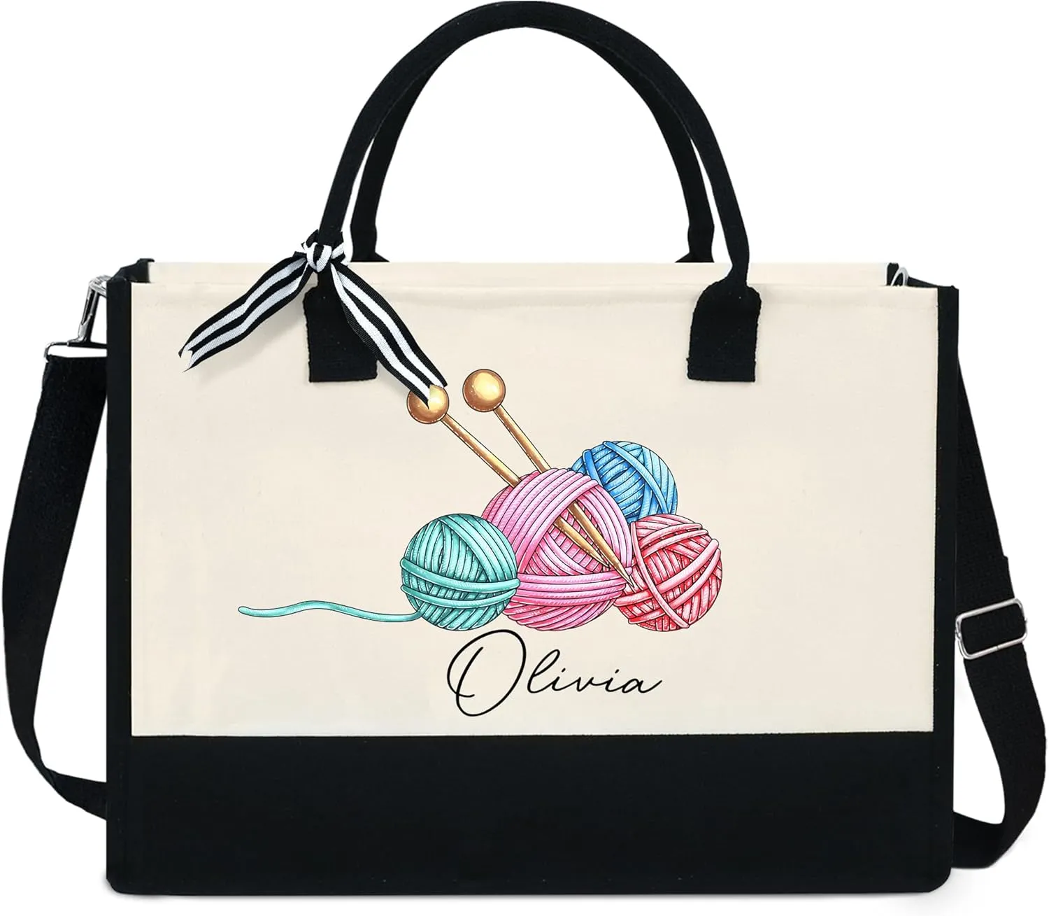Personalized Hobby Gifts for Women - Birthday, Baking, Sewing, Crochet Gifts - 13 oz Canvas Tote Bag with Zipper