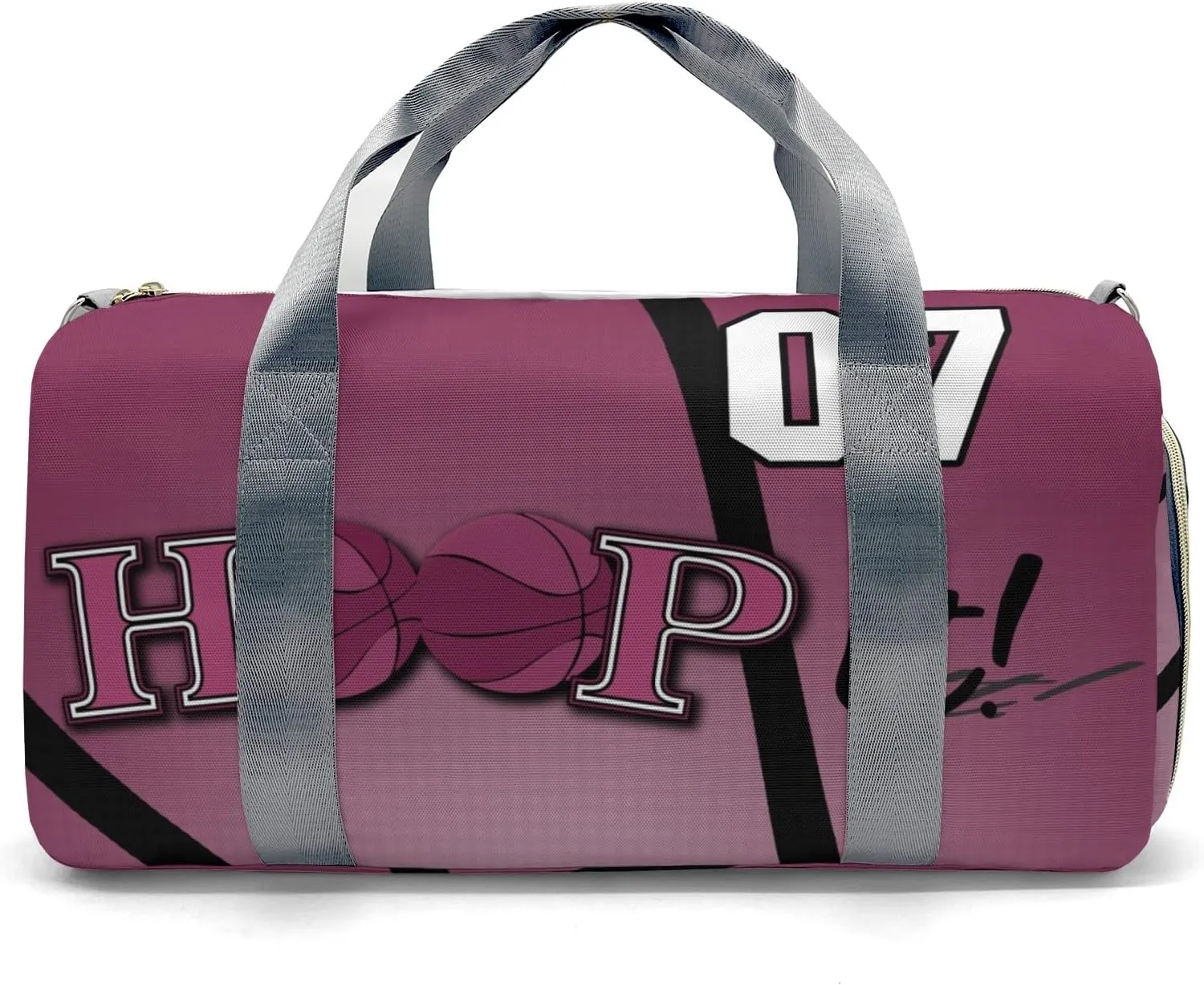 Personalized Hoop it Basketball Red Plum Duffel Bag,Customized Sport Player Travel Bag for Gifts